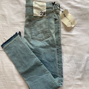 Rag & bone high rise skinny jeans with cut hem